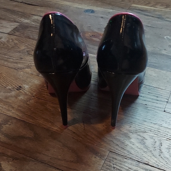 Elle Black and Pink High Heel Peep-Toe Shoes - Picture 4 of 9